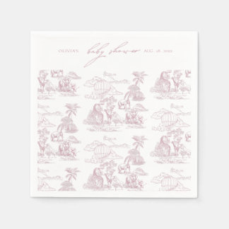 Guardanapo De Papel Chuva De Bebê Menina Safari Toile De Jouy