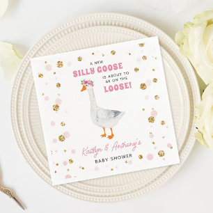 Guardanapo De Papel Chuva de Bebê Meninas Silly Goose Rosa Aquarela