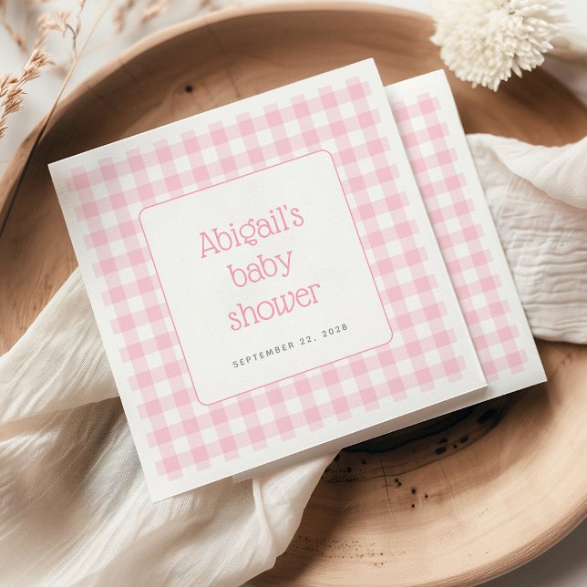 Guardanapo De Papel Chuva de Bebê Meninas Xadrez Rosa Gingham (Criador carregado)