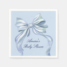 Chuva de Bebê Menino Arco Azul Elegante em Aquarel