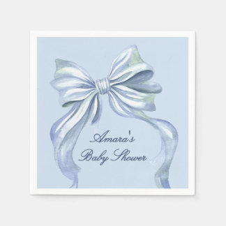 Guardanapo De Papel Chuva de Bebê Menino Arco Azul Elegante em Aquarel