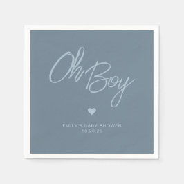Guardanapo De Papel Chuva de Bebê Menino Azul Empoeirado Minimalista M