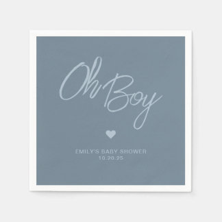 Guardanapo De Papel Chuva de Bebê Menino Azul Empoeirado Minimalista M