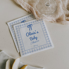 Guardanapo De Papel Chuva de Bebê Menino com Laço Azul Xadrez Desenhad