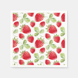 Guardanapo De Papel Chuva de Bebê Morango em Prado com Aquarela Modern