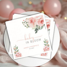 Chuva de Bebê Rosa Bege Elegante em Flor