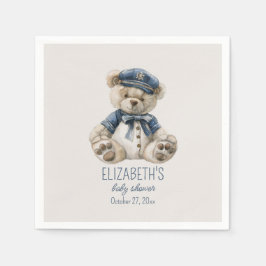 Guardanapo De Papel Chuva de Bebê Urso Azul Náutico