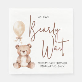 Guardanapo De Papel Chuva de Bebê Urso Pardo Balão