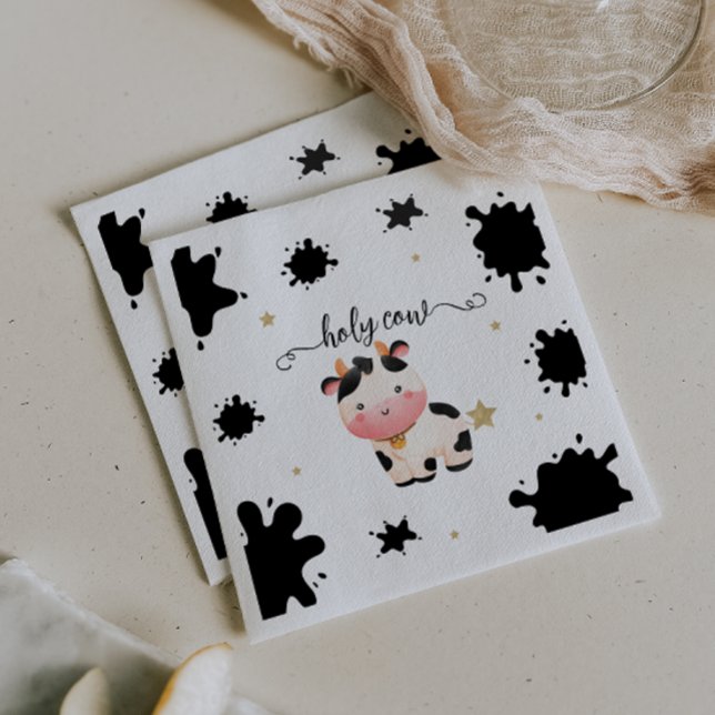 Guardanapo De Papel Chuva de Bênçãos para Bebê com Tema de Vaca Neutro (Criador carregado)