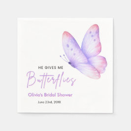 Guardanapo De Papel Chuva de Borboletas no Chá de Noiva Rosa Roxo