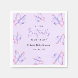 Guardanapo De Papel Chuva de Borboletas Roxo Baby Shower 