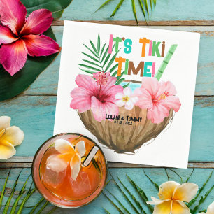 Guardanapo De Papel Chuva de Casal Tiki Tropical de Coquetel de Coco
