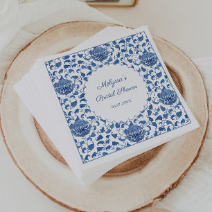Guardanapo De Papel Chuva de Casamento em Azul e Branco Estilo Chinois
