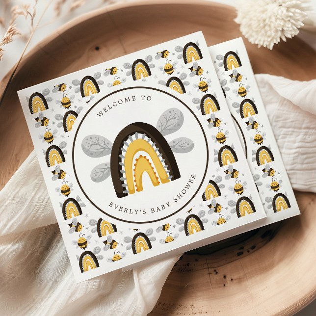 Guardanapo De Papel Chuva de Cores Festa do Bebê Abelha Bumblebee (Criador carregado)