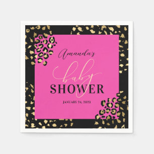 Guardanapo De Papel Chuva de Estampa de Leopardo Rosa