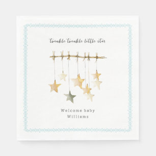 Guardanapo De Papel Chuva de Estrelas Boho Azul Baby Shower