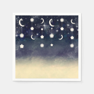 Guardanapo De Papel Chuva de Estrelas Celestiais Baby Shower em Aquare