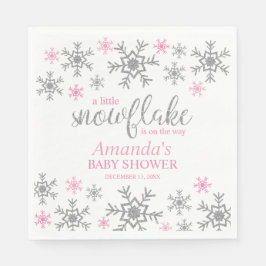 Guardanapo De Papel Chuva de Flocos de Neve Rosa de Inverno Baby Showe