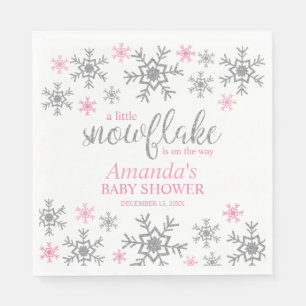 Guardanapo De Papel Chuva de Flocos de Neve Rosa de Inverno Baby Showe