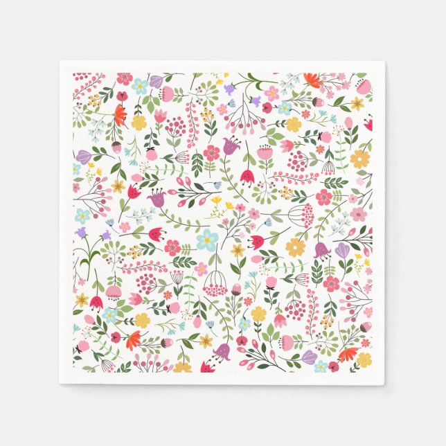 Guardanapo De Papel Chuva de Flores Silvestres de Primavera Chá de Noi (Frente)