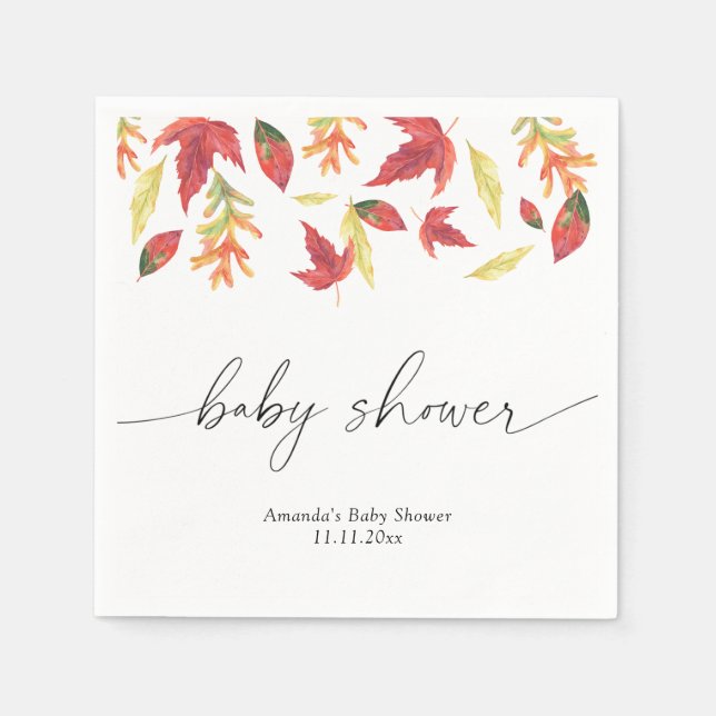 Guardanapo De Papel Chuva de folhas Baby Shower (Frente)