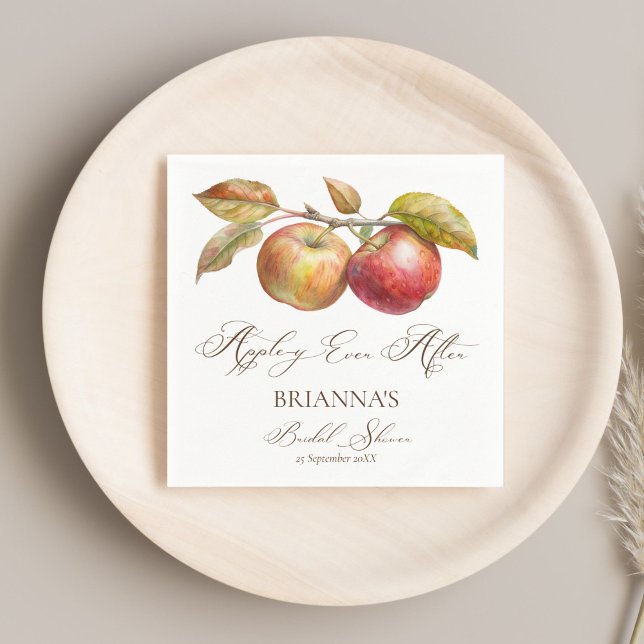Guardanapo De Papel Chuva de noiva Appley ever after apple fall (Appley ever after apple fall bridal shower personalized monogrammed printed napkins table decor)