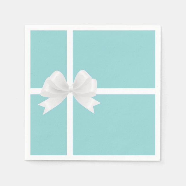Guardanapo De Papel Chuva de Noiva Azul Turquesa com Laço Branco Grand (Frente)