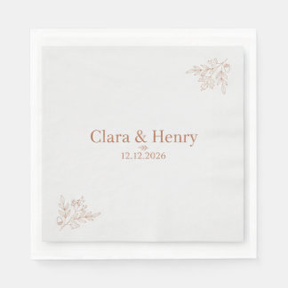 Guardanapo De Papel Chuva de Noiva Botânica Floral Elegante Personaliz