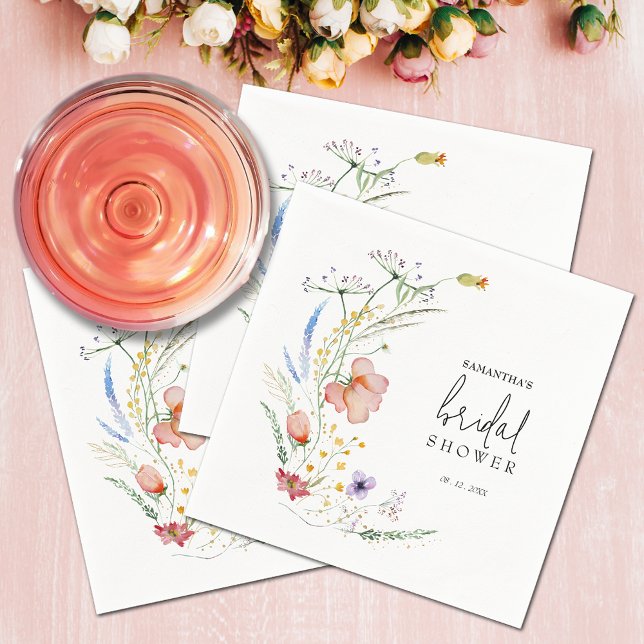 Guardanapo De Papel Chuva de Noiva com Flores Silvestres (Wildflowers Bridal Shower Napkins)