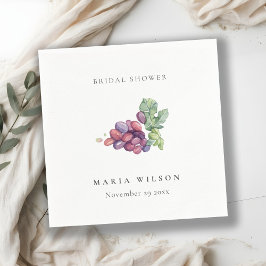 Guardanapo De Papel Chuva de Noiva com Folhagem de Uva em Aquarela Ele