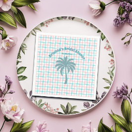 Guardanapo De Papel Chuva de Noiva com Palmeira Azul Rosa Xadrez