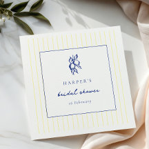 Chuva de Noiva de Doodle de Amarelo e Azul Simples