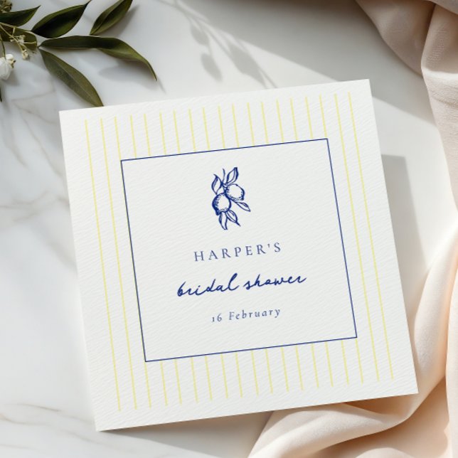 Guardanapo De Papel Chuva de Noiva de Doodle de Amarelo e Azul Simples (Criador carregado)