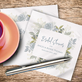 Guardanapo De Papel Chuva de Noiva Elegante Caligrafia Azul Floral