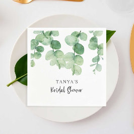 Guardanapo De Papel Chuva de Noiva Elegante Personalizada de Eucalipto
