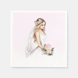 Guardanapo De Papel Chuva de Noiva Elegante Rosa Tenro para Noiva Pres