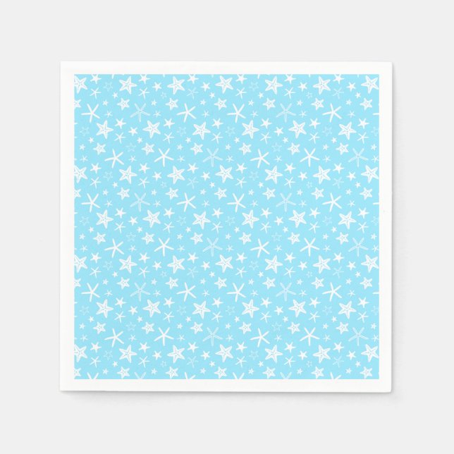 Guardanapo De Papel Chuva de Noiva Estrela do Mar Azul Branco (Frente)