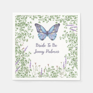 Guardanapo De Papel Chuva de Noiva Flor Silvestre Azul Borboleta Verde