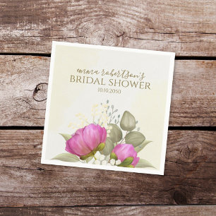 Guardanapo De Papel Chuva de Noiva Floral Aquarela Peônia Verde