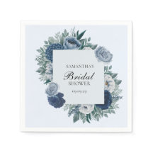 Chuva de Noiva Floral Azul Poento e Azul Marinho
