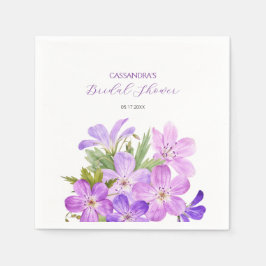 Guardanapo De Papel Chuva de Noiva Floral de Gerânio Violeta Rosa