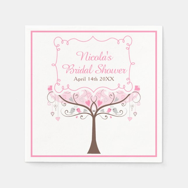 Guardanapo De Papel Chuva de Noiva Floral Rosa  (Frente)