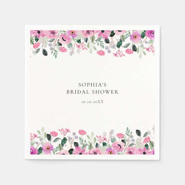 Guardanapo De Papel Chuva de Noiva Floral Rosa (Frente)