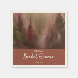 Guardanapo De Papel Chuva de Noiva Floresta Aquarela Outono Terracota