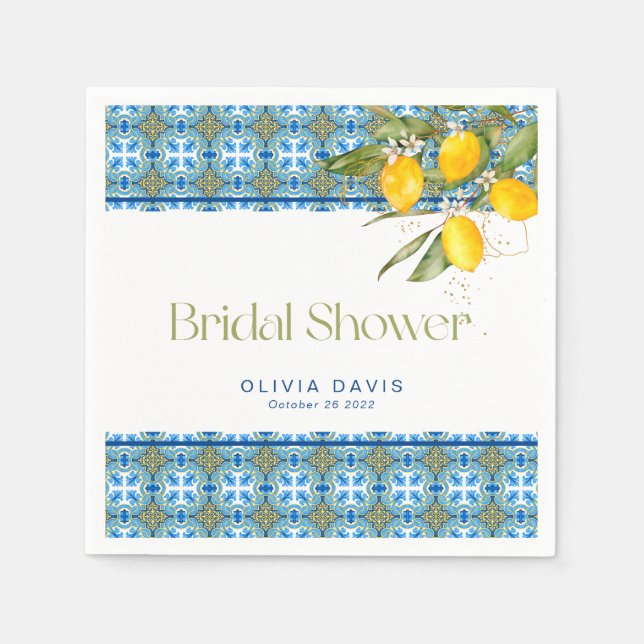 Guardanapo De Papel Chuva de Noiva Lemons Mediterranean Tiles (Frente)