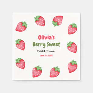 Guardanapo De Papel Chuva de Noiva Morango Doce Fruta Vermelha e Rosa