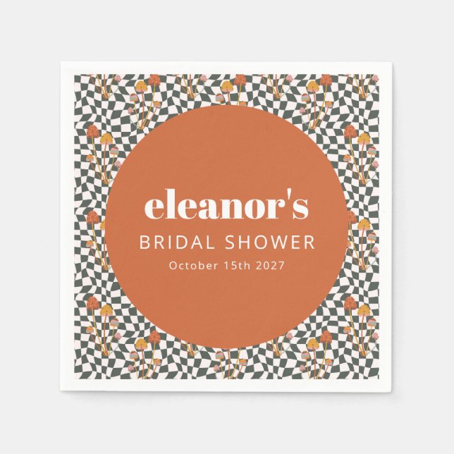 Guardanapo De Papel Chuva de Noiva Personalizada de Cogumelo Xadrez La (Frente)