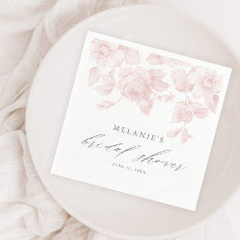 Guardanapo De Papel Chuva de Noiva Rosa Elegante com Letra Floral