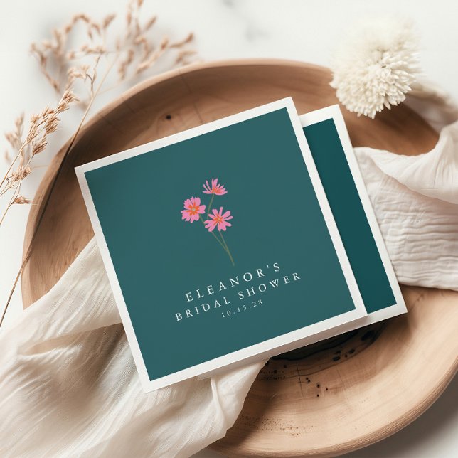 Guardanapo De Papel Chuva de Noiva Rosa Turquesa Verde Flores Boho Per (Criador carregado)