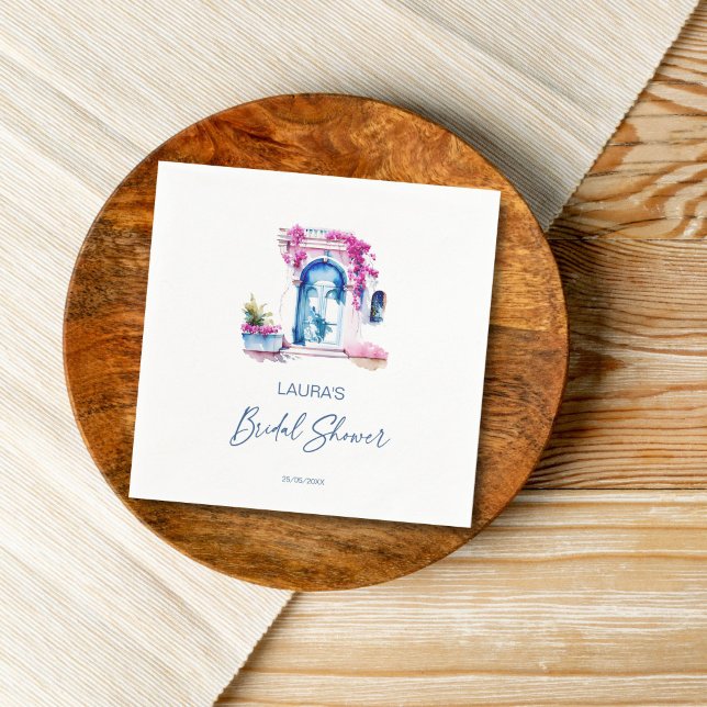 Guardanapo De Papel Chuva de noiva temática Mediterrâneo Bougainvillea (Bougainvillea Mediterranean themed bridal shower Napkins personalized tableware template napkins)